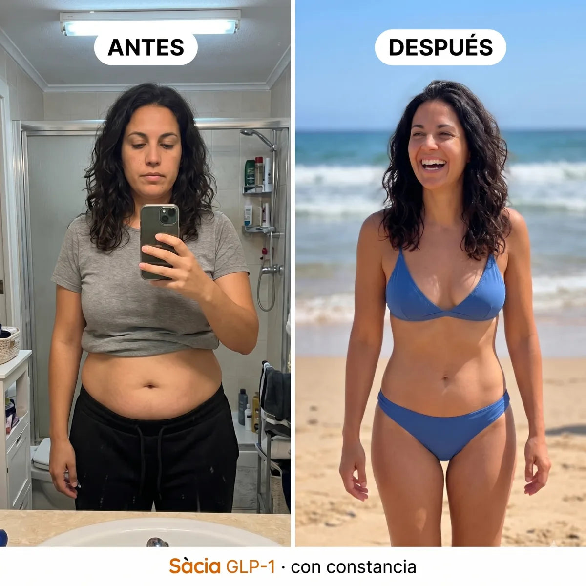 Antes y después con Sàcia GLP-1 — con constancia
