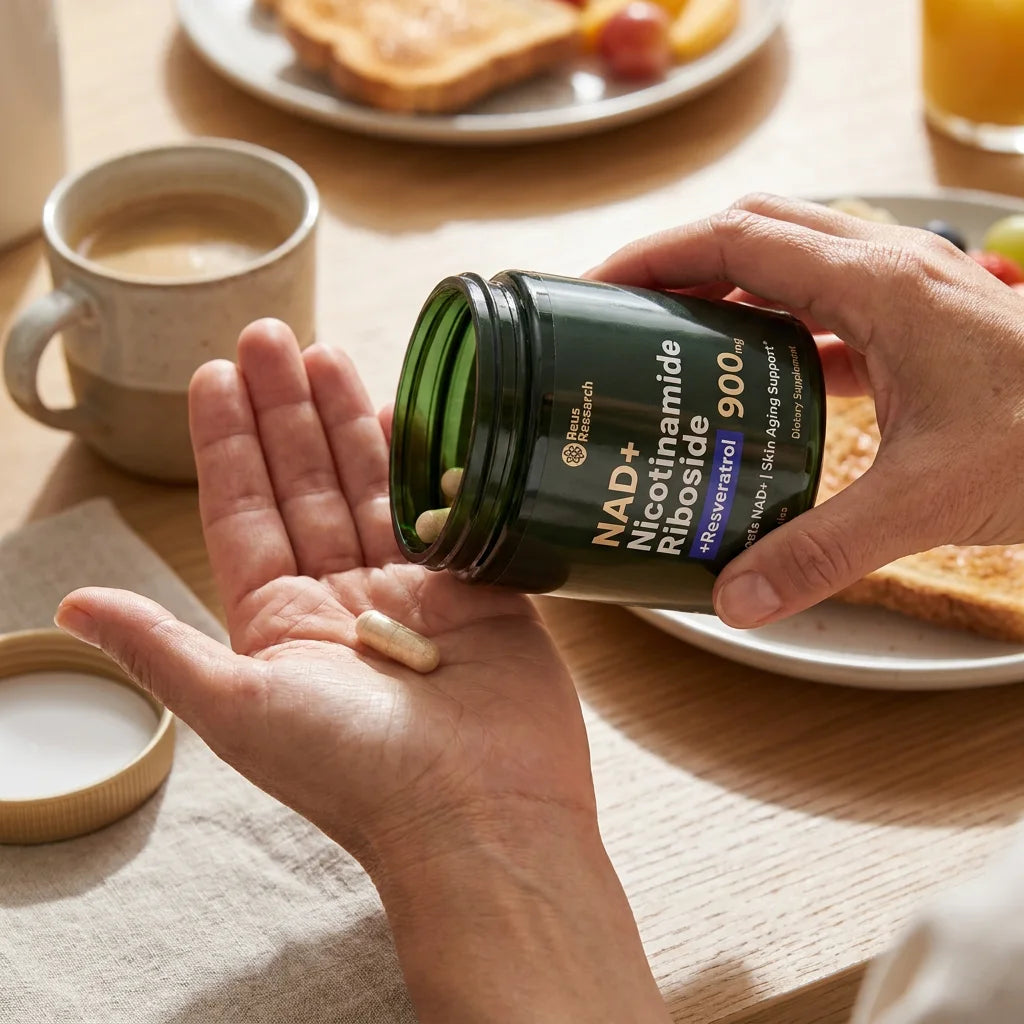 Tomar una capsula NAD+ con el desayuno