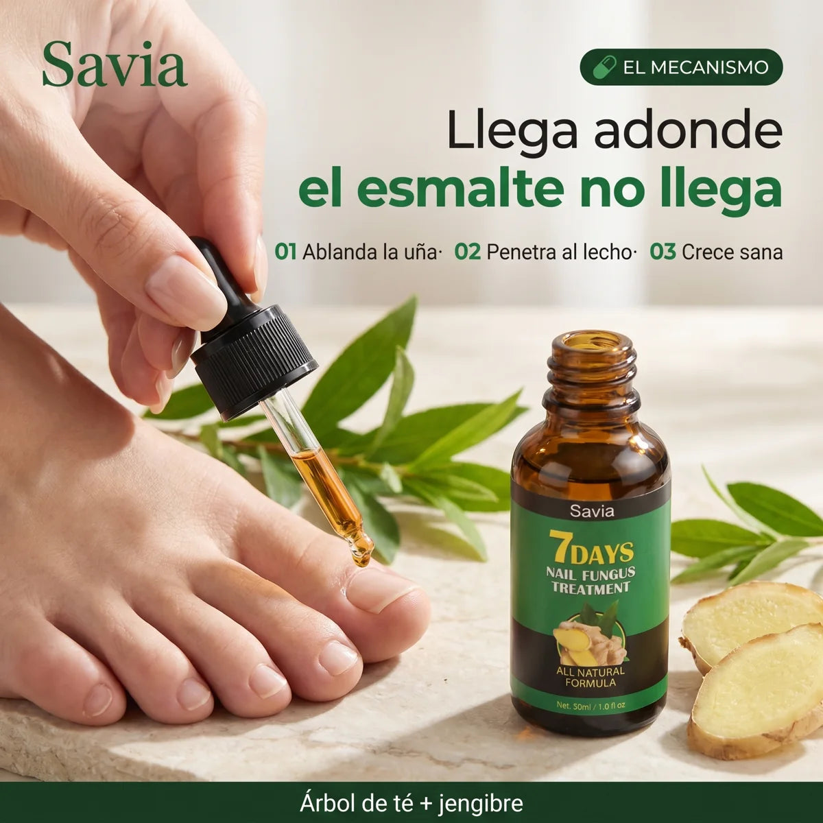 Cómo funciona Savia: gotero, árbol de té y jengibre