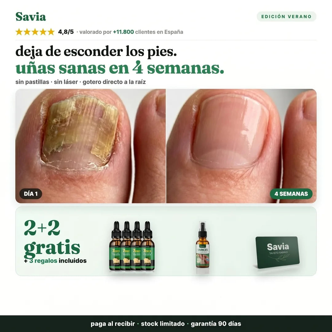 Savia — uñas sanas en 4 semanas, antes y después