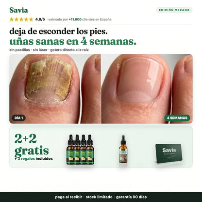 Savia — uñas sanas en 4 semanas, antes y después